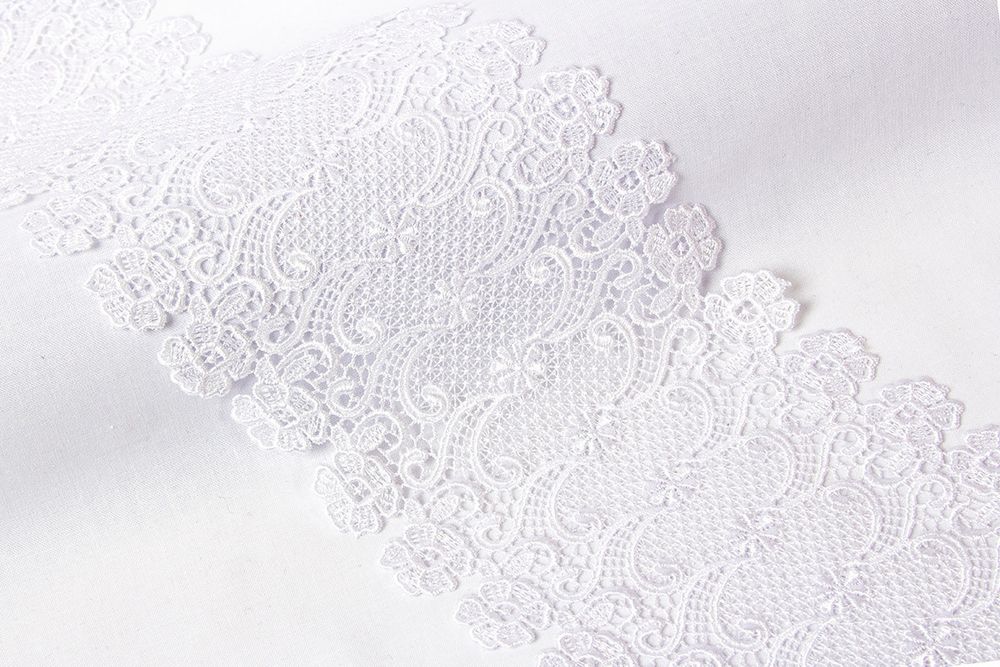 Кружево гипюр (плетёное) широкое 140 мм / 10 м, белый, Gamma GGM-14001