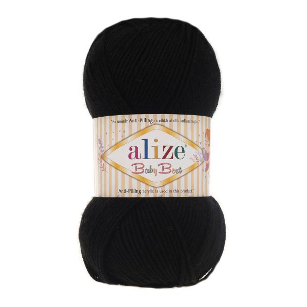 Пряжа Alize (Ализе) Baby Best / уп.5 мот. по 100 г, 240м, 060 черный A