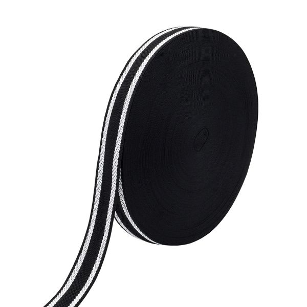 Стропа (ременная лента) 30 мм / 50 метров, с принтом 2-сторонняя, 1233 черный/белый, 3Al361