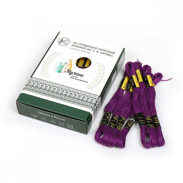 Мулине ПНК им.Кирова цв.2112 фиолетовый, 24 мотка по 8 метров