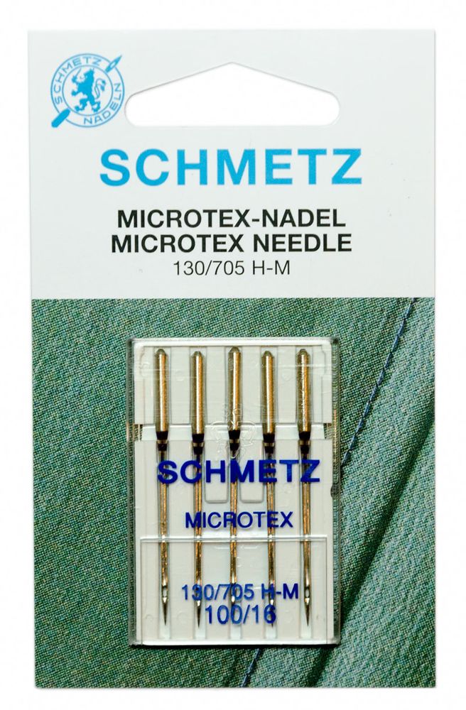 Иглы для швейных машин микротекс (особо острые) Schmetz 130/705H-M №100, уп. 5 игл