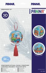 Набор для вышивания нитками Panna, Новогодняя игрушка. Поезд с подарками, 6х6 см