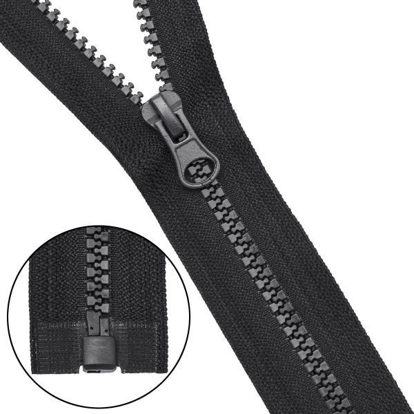 Молния трактор Т5 (5 мм) 1 зам., разъем., 50 см, 580 черный, 10 шт