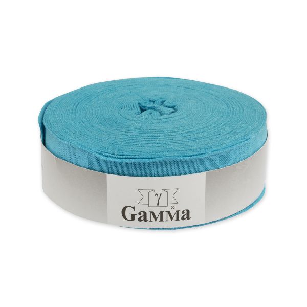 Косая бейка трикотажная 35 мм / 10 метров, (рибана), 003 яр.голубой, Gamma