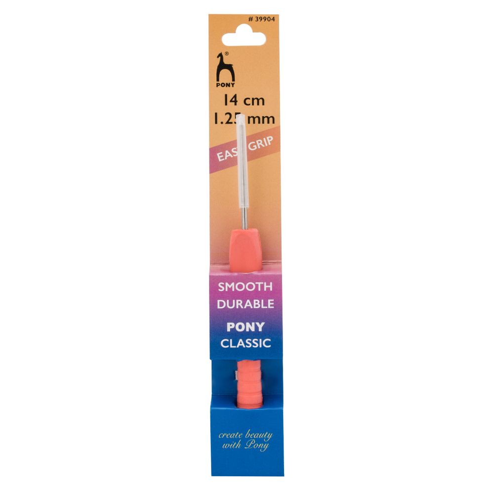 Крючок для вязания Pony Easy Grip ⌀1.25 мм, 14 см с мягкой ручкой, сталь, 39904