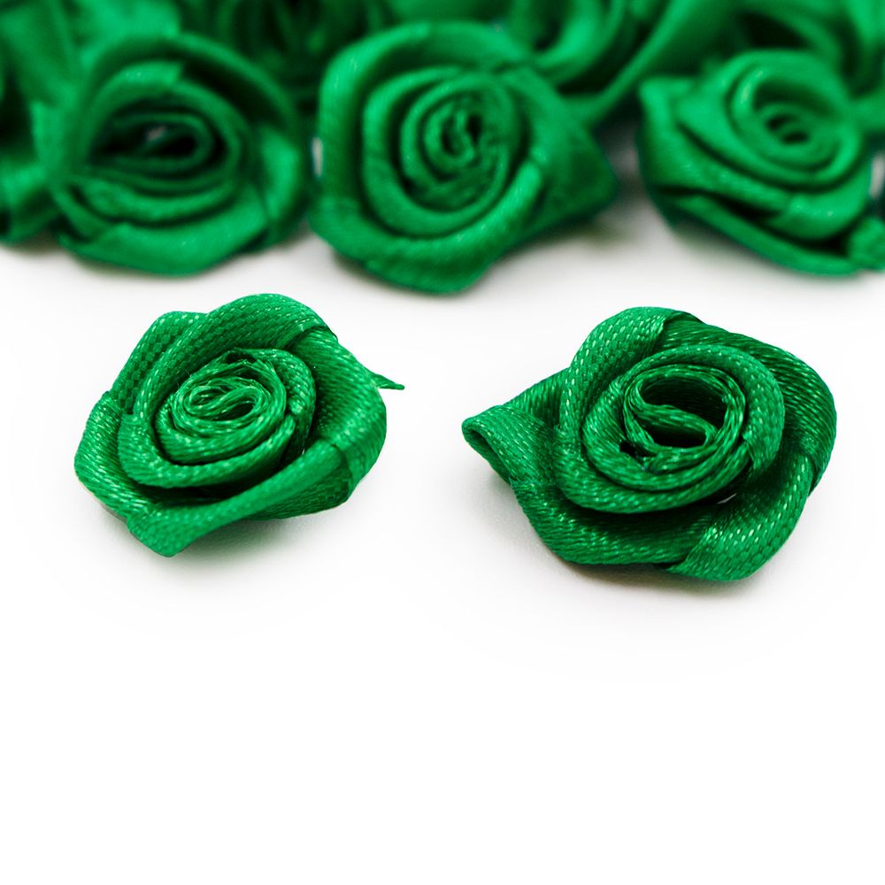 Цветок пришивной атласный Роза 19 мм, 579 зелёный, 1 шт