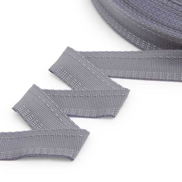 Тесьма брючная двухсторонняя 16 мм, 50 м, 3.5 г/м, св.серый