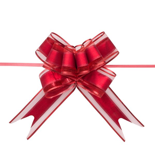 Бант-бабочка для упаковки подарка ⌀15 см, ширина ленты 5 см, 10 шт, 01 красный