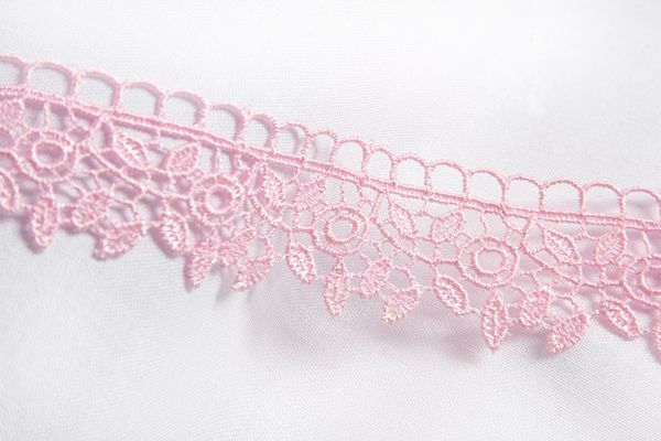 Кружево гипюр (плетёное) 30 мм / 10 м, розовый, Gamma GGM-3001