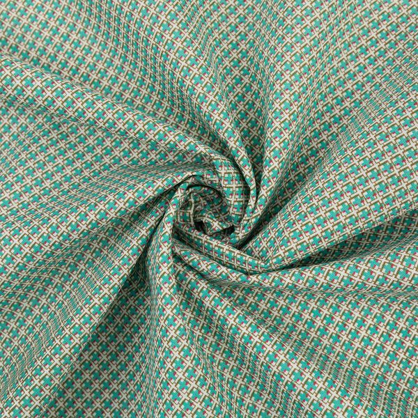 Ткань для пэчворка PEPPY БАБУШКИН СУНДУЧОК ФАСОВКА 100х112 см, 140±5 100% хлопок, БС-03 клетка бирюзовый/ бл.зеленый, Peppy БАБУШКИН СУНДУЧОК