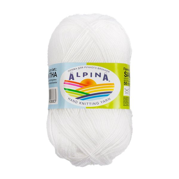 Пряжа Alpina Samantha / уп.10 мот. по 50г, 160м, 01 белый