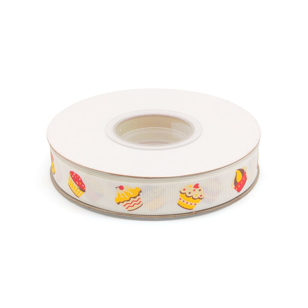 Лента репсовая (в рубчик) PREMIUM Пирожное, 16 мм, 22,5м (A5-001 белый)