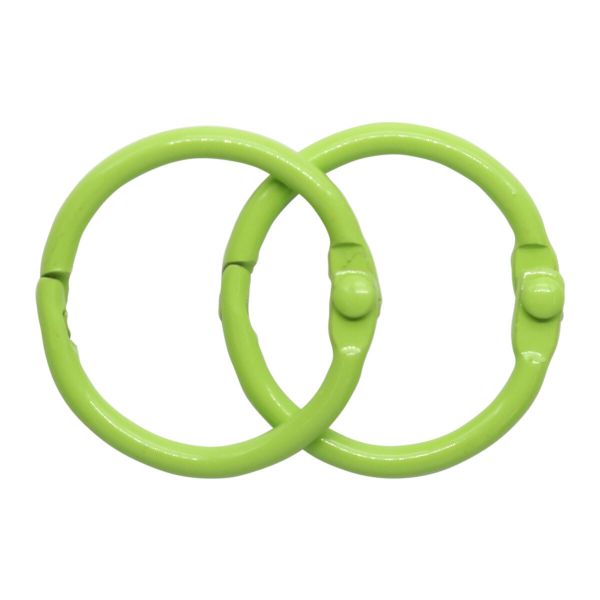 Кольца для альбомов разъемные металл 25 мм, 10 шт, салатовый, 5AS-103