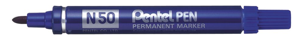 Маркер перманентный Pen 4.3 мм, пулевидный 12 шт, N50-CE синий, Pentel