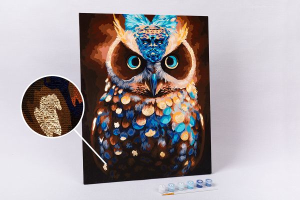 Картина по номерам Фрея, с поталью Волшебный филин, 50х40 см