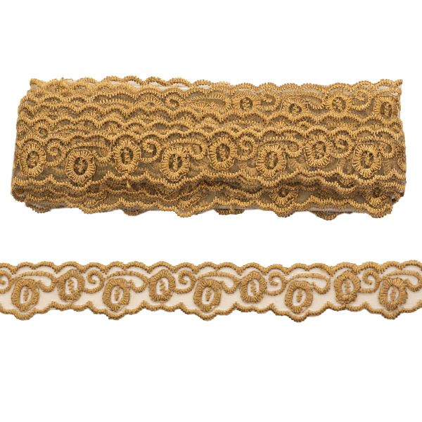Кружево на сетке 23 мм, 6,8 м (±4 см), 102 бежевый