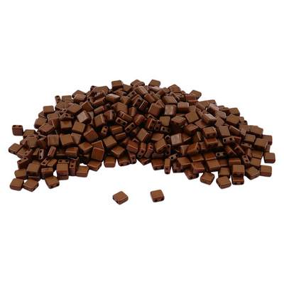 Бусины пластик 6х6х3 мм, 50 г, с двойным отверстием, плоский квадрат, 15 коричневый, Astra&Craft 7429