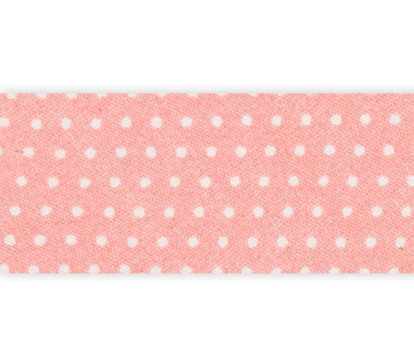Косая бейка хлопковая 20 мм / 25 метров, 041P бл.розовый/белый горох, Gamma GBF-20