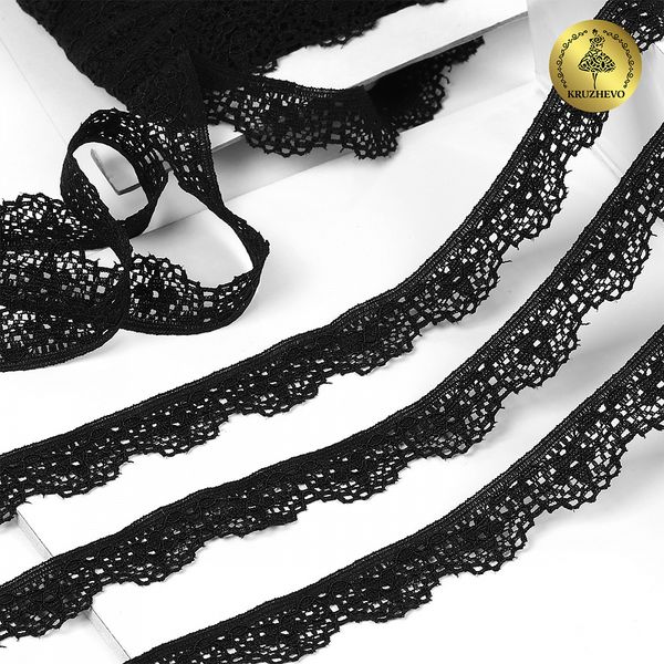 Кружево эластичное (стрейч) 15 мм 8031, цв.02 черный уп.50м, Kruzhevo