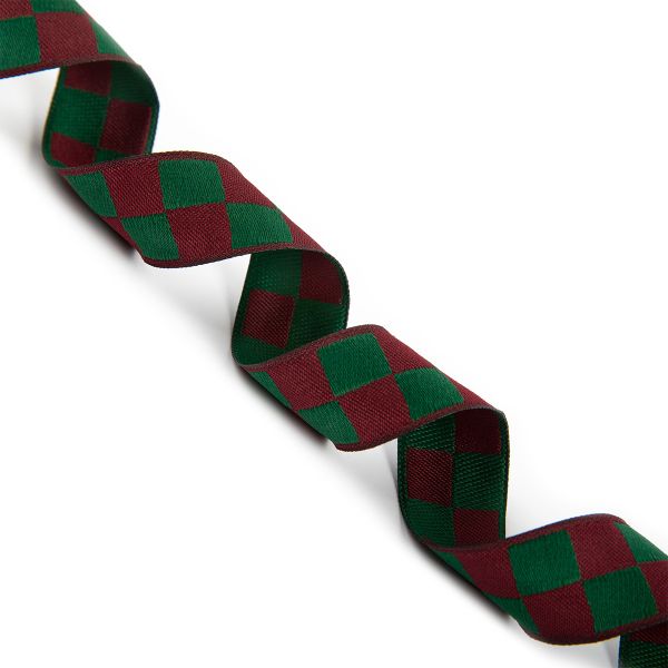 Лента (тесьма) жаккардовая 25.0 мм / 10±0.5 метров, зеленый/красный, Gamma TRJ-112Y