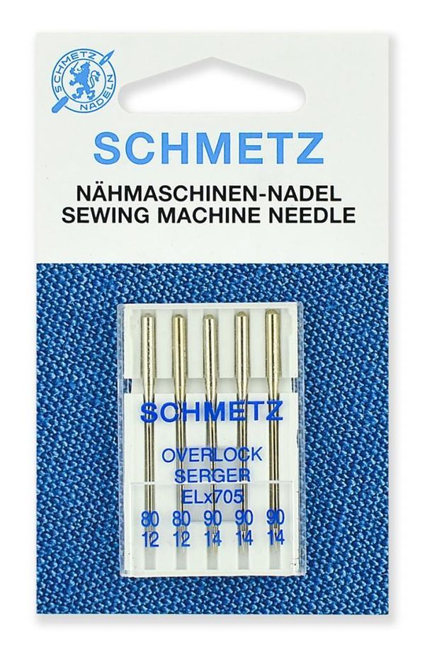 Иглы для швейных плоскошовных машин ELx705, №80(2), №90(3), хромированные, (10 упак по 5 игл), 22:40.1.VZS, SCHMETZ