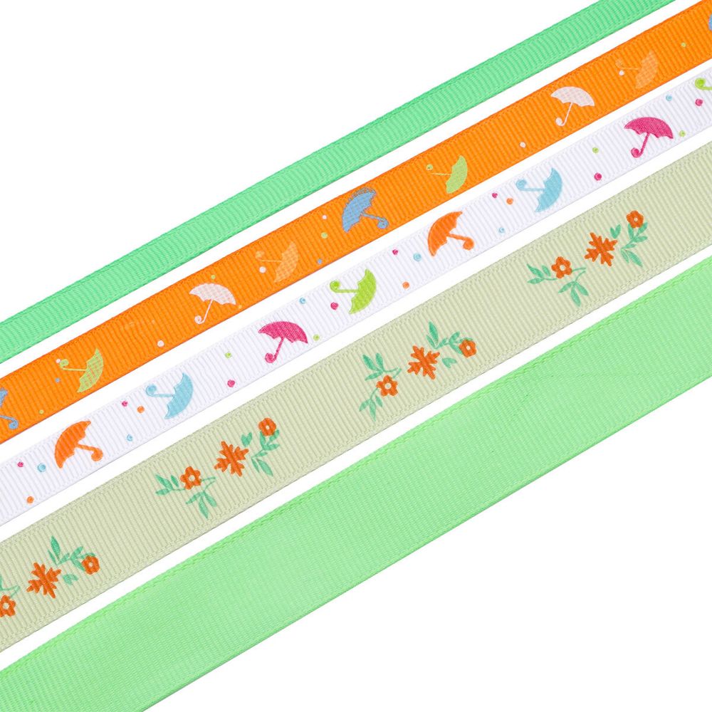 Набор репсовых лент, 5 шт, 45 м (2 шт по 18 м и 3 шт по 3 м), цвет салатовый