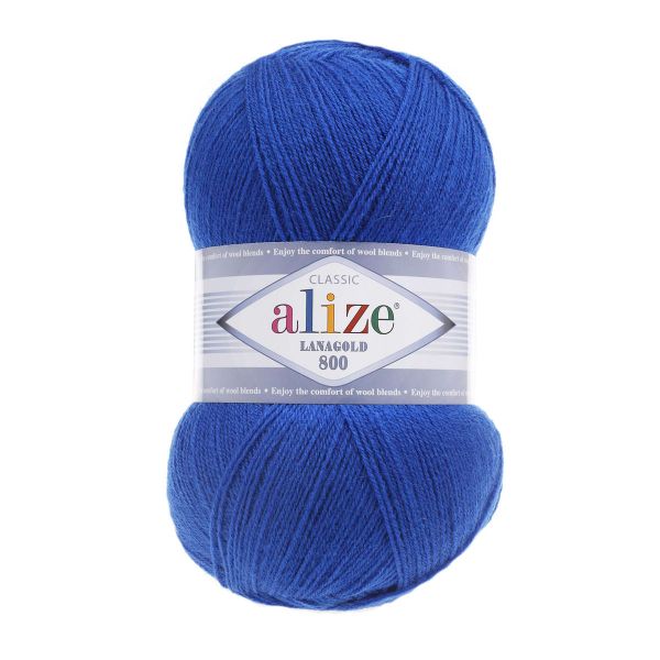 Пряжа Alize (Ализе) Lana Gold 800 / уп.5 мот. по 100 г, 800м, 141 василек A