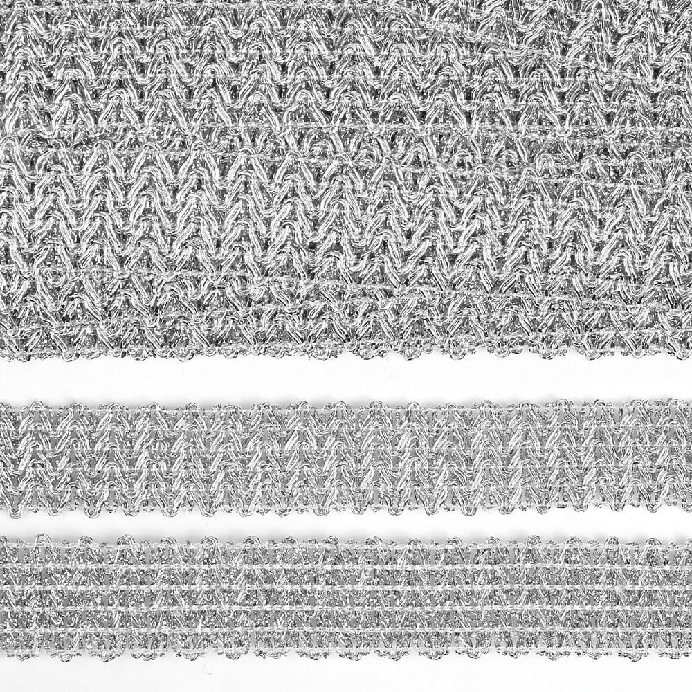 Тесьма отделочная 30 мм, 13-15932 цв.серебро уп.13.71м