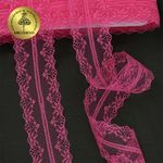 Кружево отделочное в стиле "трикотаж" 40 мм, диз. 275, цв.13 персиковый, уп. 27,4 м