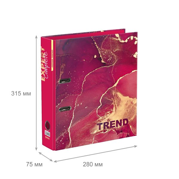 Регистратор ламинированный Marbling 75 мм, 10 шт, Trend A4 арочный механизм, розовый EC751704, Expert Complete