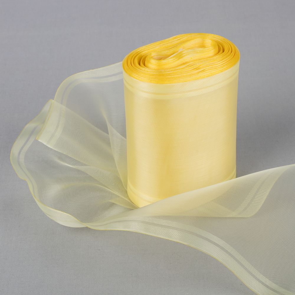Лента капроновая (органза) для бантов 98-117.0 мм / 25±1 метров, желтый, Gamma C 3504