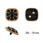 Пуговицы на ножке металлические 28L=18мм, С-MP07 цв.золото/черный, 5 шт
