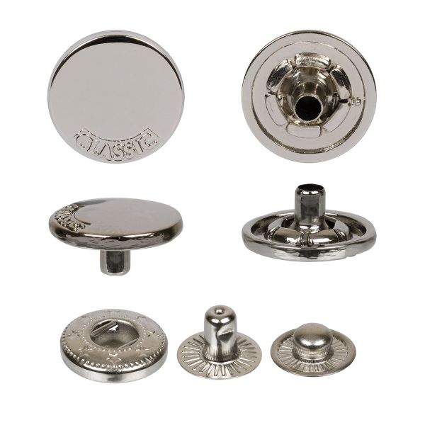 Кнопка Альфа (S-образная) ⌀15.0 мм, 36 шт, металл, нерж., 04 никель, MIKRON JK 001