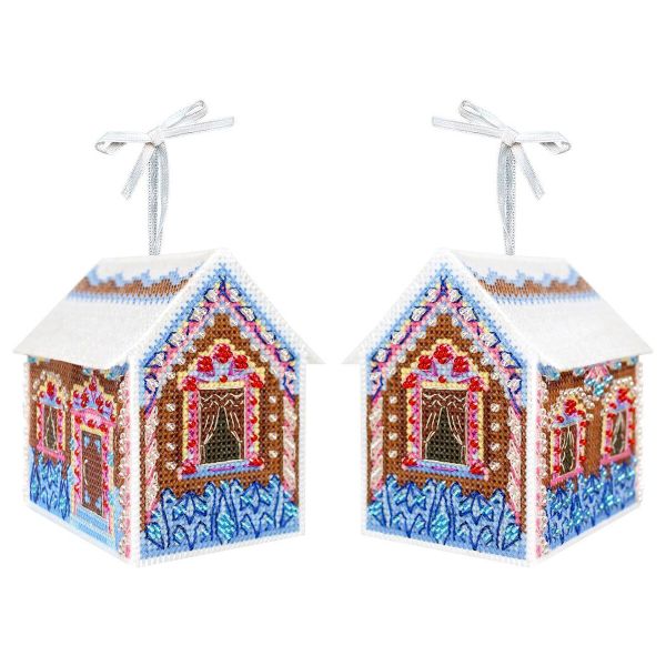 Набор для вышивания нитками МП Студия Р-1168, на пластиковой канве Объёмная игрушка. Нарядный домик, 6х9х8 см