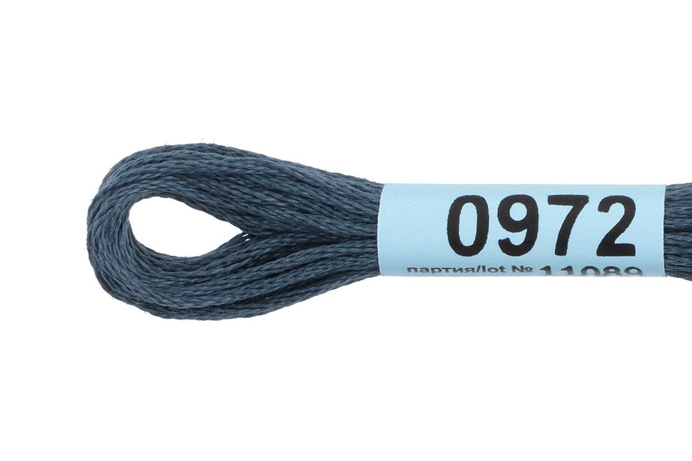 Мулине Gamma 100% хлопок, цв.0972 т.серый, 24 мотка по 8 метров