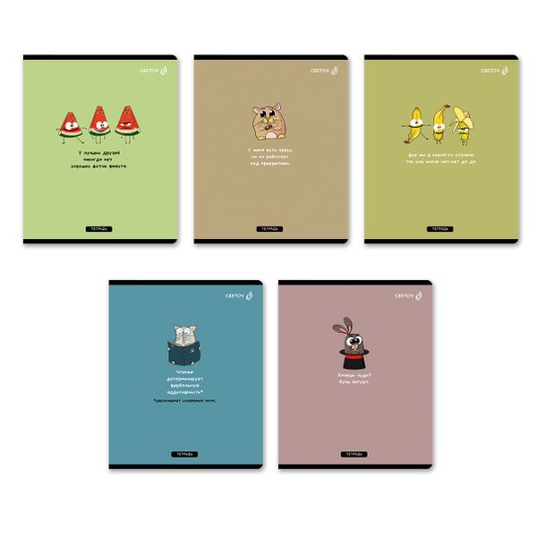 Тетрадь ученическая общая, твин лак, A5 96 л. на скобе 65 г/м², белизна 100% 5 шт клетка, 01534 Купи чудо, Светоч Т205