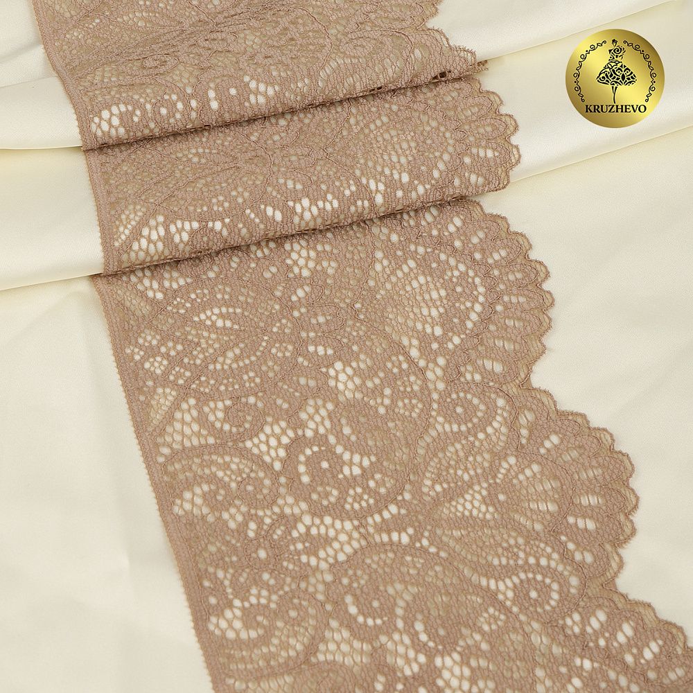 Кружево эластичное (стрейч) 110 мм / 25 метра, TBY.40992PP, цв.L30 кофе с молоком, Kruzhevo
