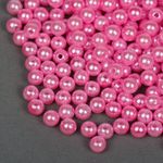 Бусины пластик (перламутр) ⌀6 мм, цв.096 яр.розовый, уп.500г (4838 шт), Magic4Hobby