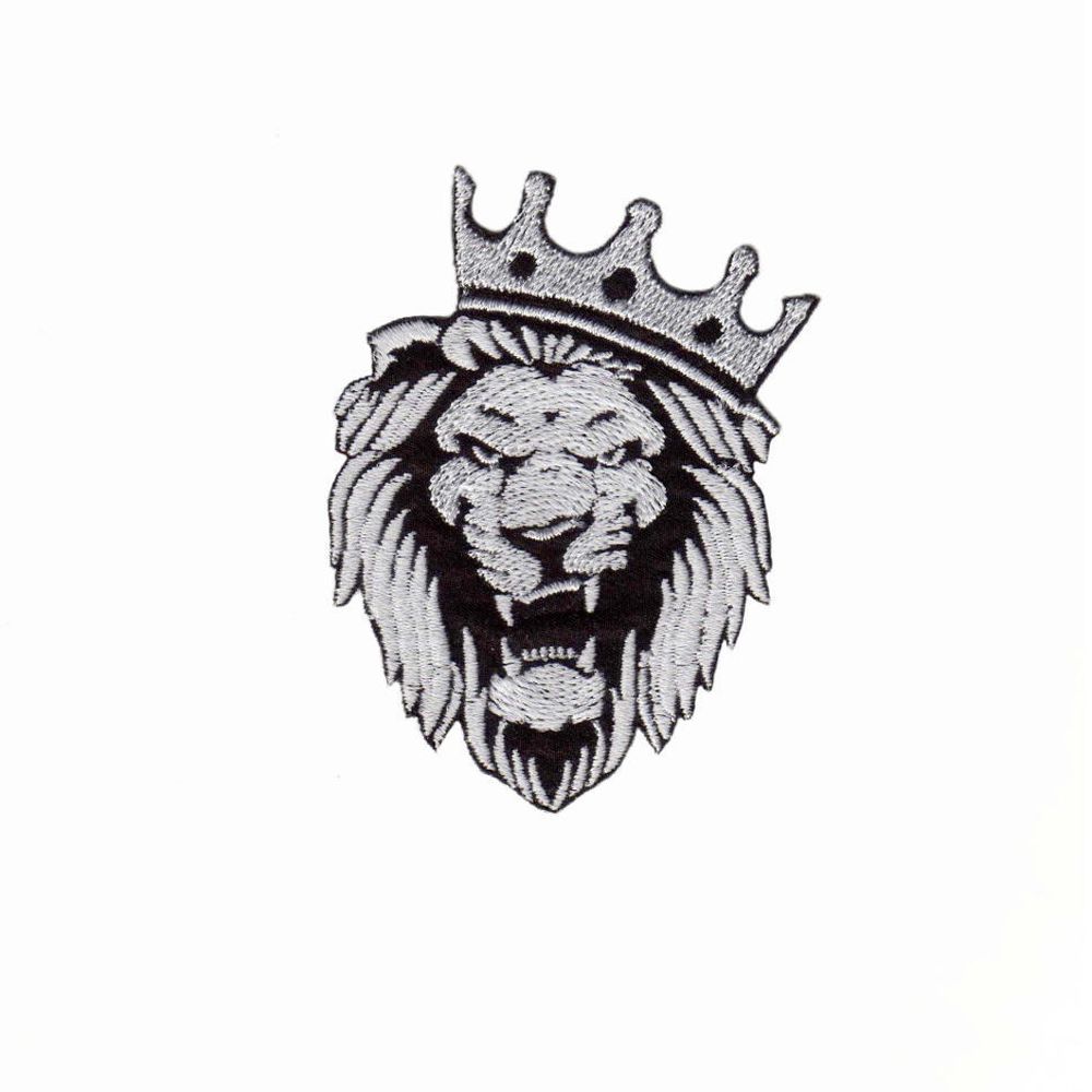 Термоаппликация Лев, черно-белый, 66х70мм (10 шт), 46131