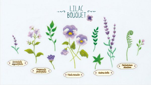 Набор для вышивания нитками Panna, Живая картина, Лиловый Букет, 32,5х19 см