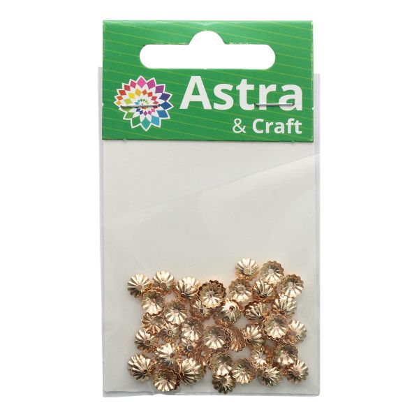 Шапочка для бусин, 3мм 100 шт в упак, Астра, Золото