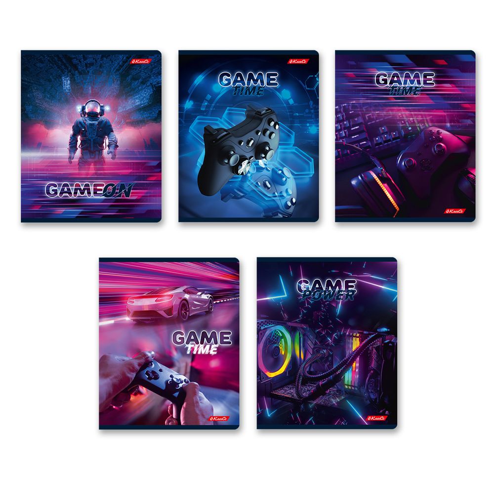 Тетрадь ученическая общая, A5+ 80 л. на скобе 65 г/м², белизна 100%, 5 шт, клетка в термоусадочной пленке, 000486 Включайся в игру, Светоч 80ТСК5_0_2_1