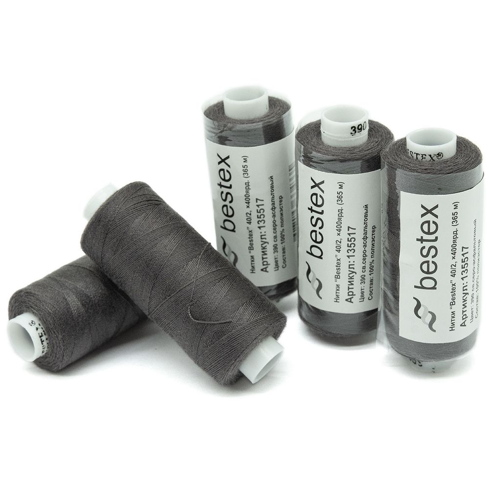 Нитки швейные бытовые Bestex 40/2, 365 м (400 ярд) / 10 кат., 390 дымно-лавандовый