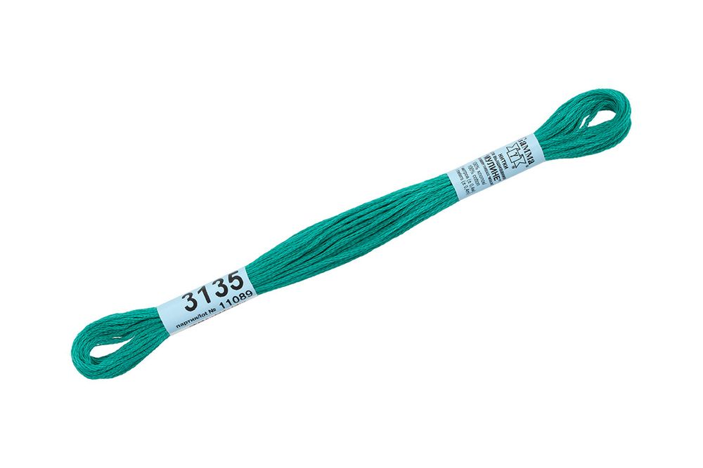 Мулине Gamma 100% хлопок, цв.3135 зеленый, 24 мотка по 8 метров
