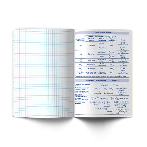 Тетрадь со справочным материалом Остров легенд, сплошной лак, A5+ 48 л. на скобе 65 г/м², белизна 100 %, 10 шт, клетка, 01319 Остров легенд Химия, Светоч Т143