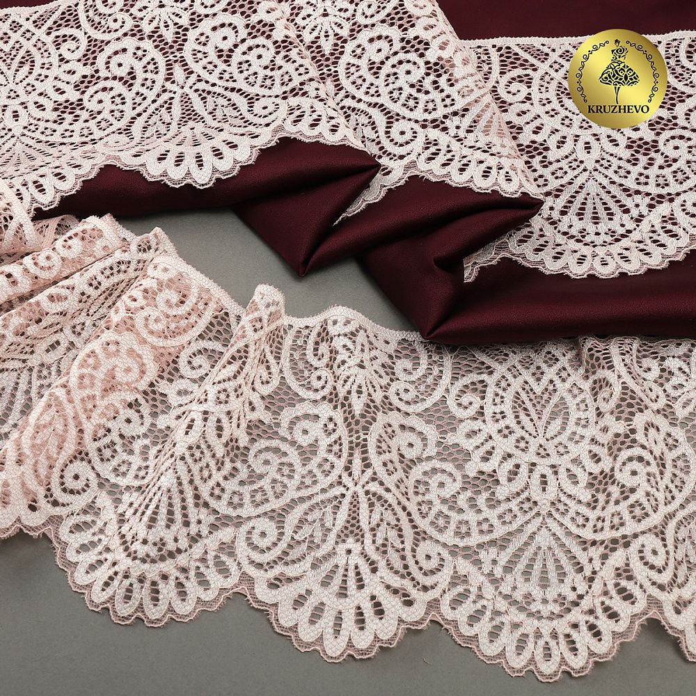 Кружево эластичное (стрейч) 110 мм, 40992PP цв.розовый, 3 метра, Kruzhevo