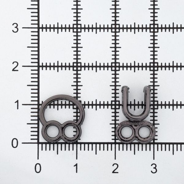 Крючки пришивные декоративные 12х22 мм, pewter, олово, чер.никель, 12 шт