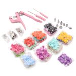 Сет №2, midi, пластиковые кнопки и металлические, цвета в ассортименте и ручной пресс, New Star (розовый)