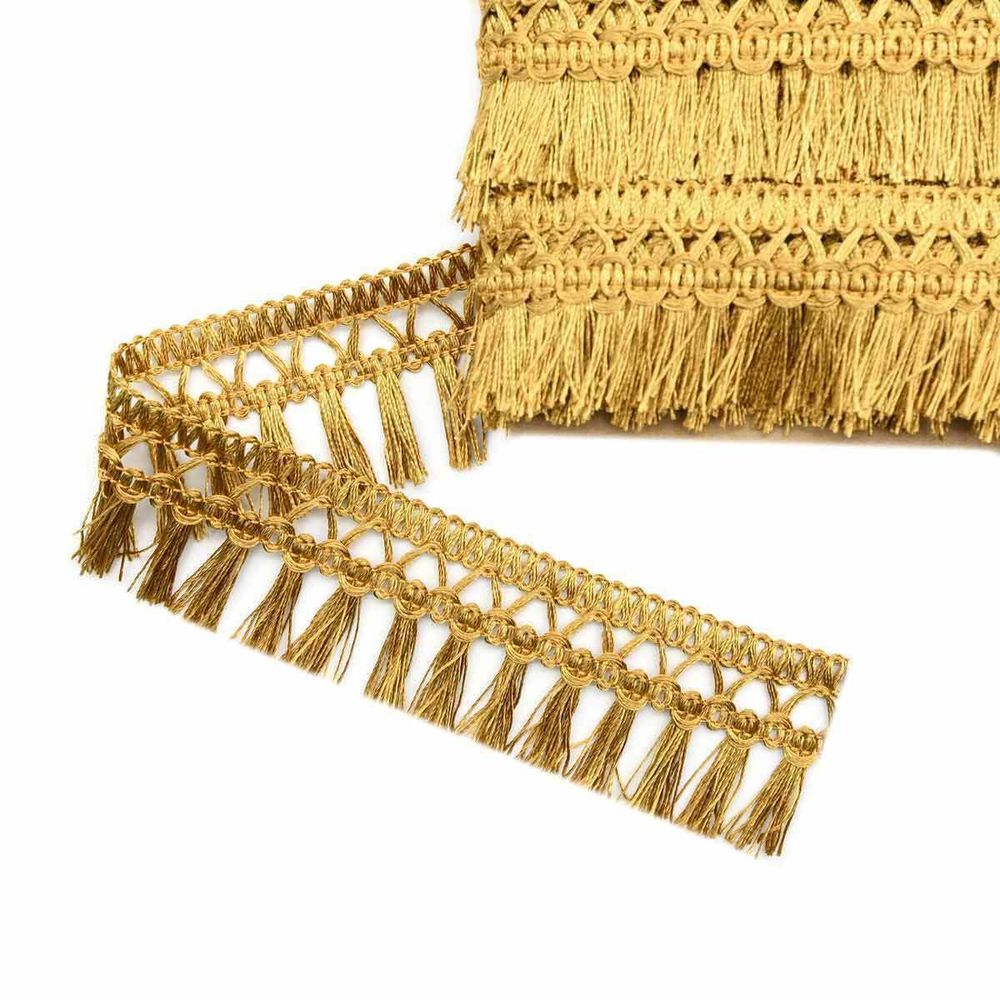 Бахрома отделочная 50.0 мм / 25 метров, кисти, а710 т.золотистый /TOS/