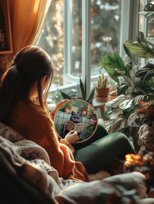 Набор для вышивания нитками Panna J-7546, Не беспокоить, 22х30 см